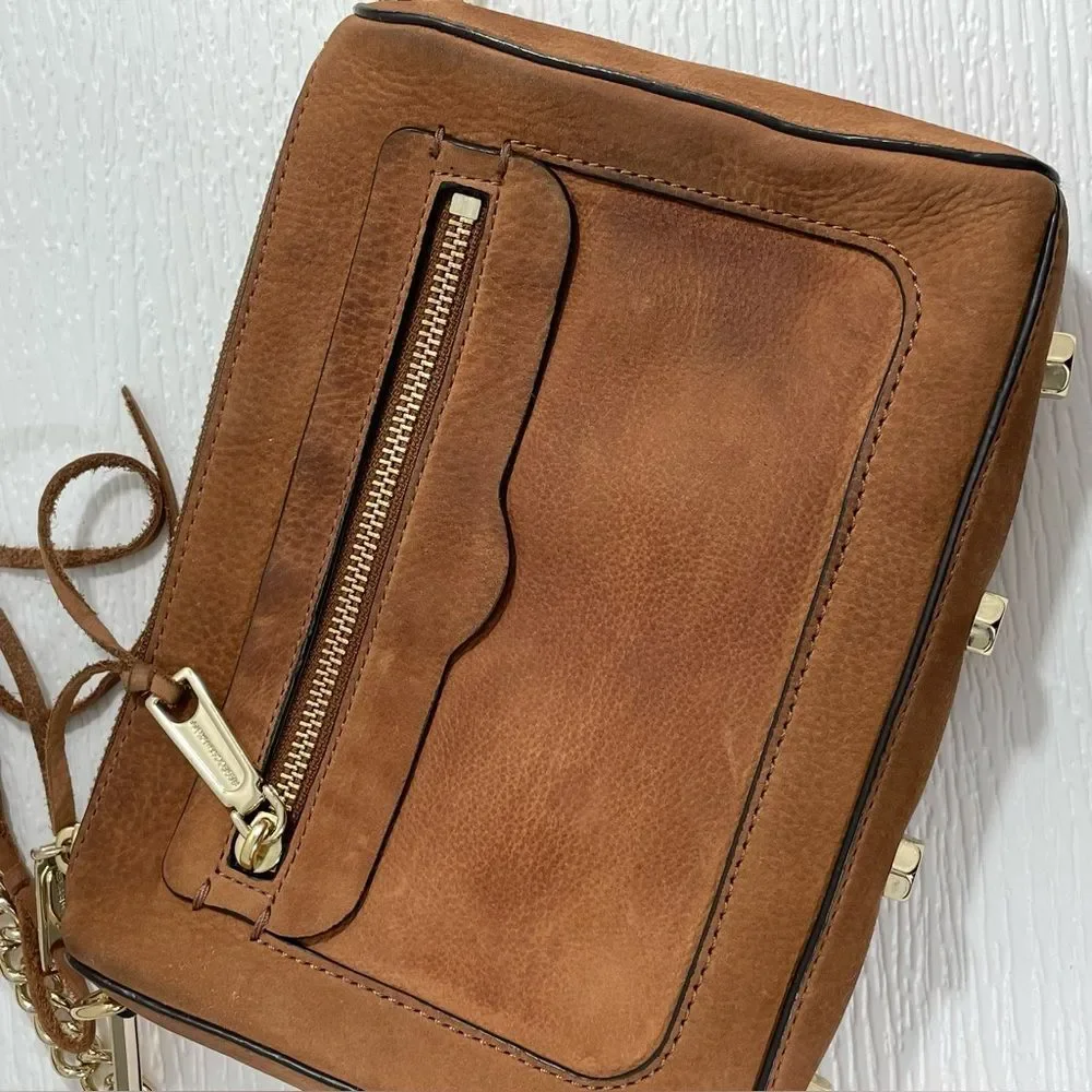 Rebecca Minkoff Avery Crossbody Bag Caramel Brown Nubuck‎ Leather Purse